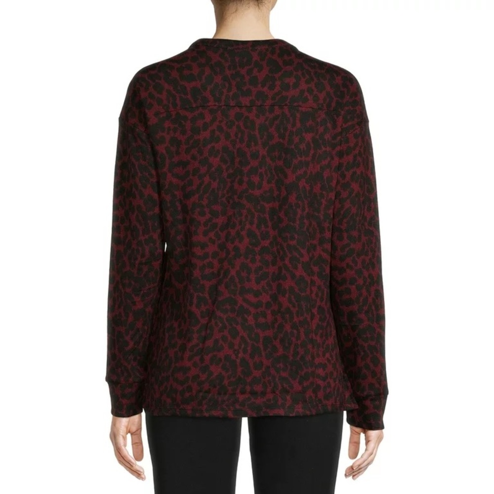 BEACH LUNCH LOUNGE Red Black Leopard Soft Long Sleeve Top NWT | Size XS - Picture 3 of 12